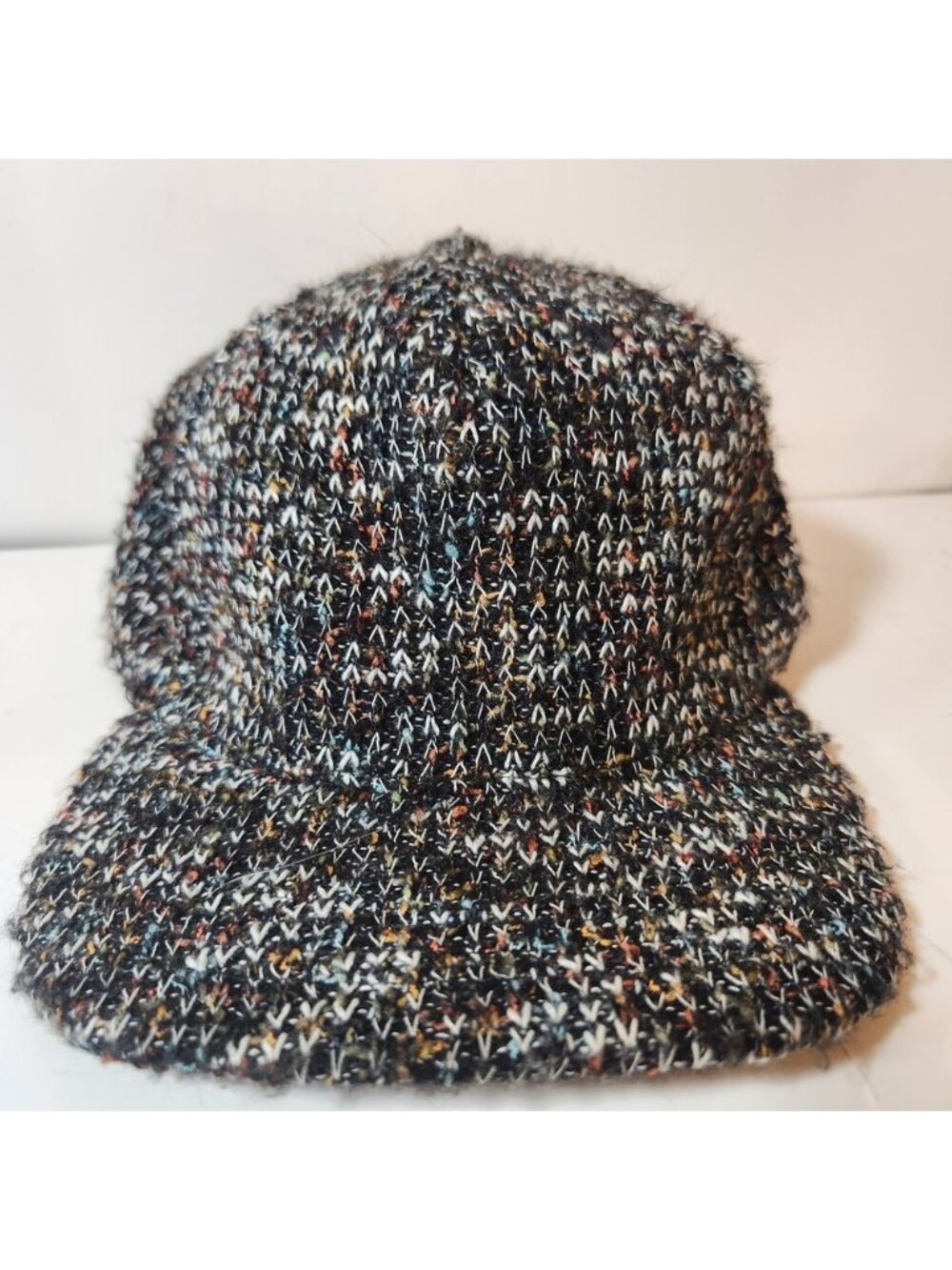 Call It‎ Spring Multi-Color Knit Baseball Cap Faux Leather Strap Flat Brim Hat